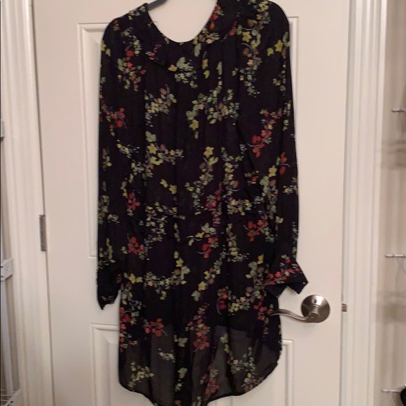 Black multi-colored floral sheer dress or long top - Picture 4 of 7